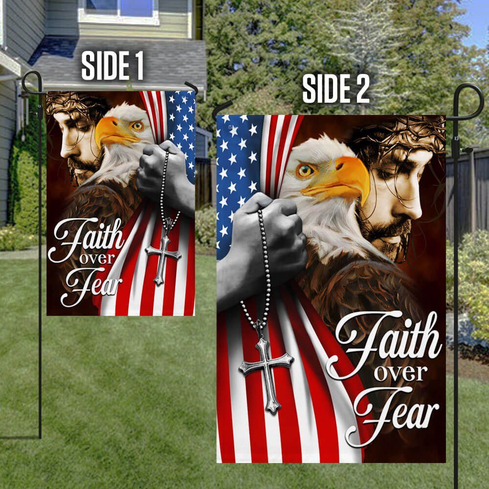 Faith Over Fear, Jesus Christ American Eagle Flag TPT663F - Image 7