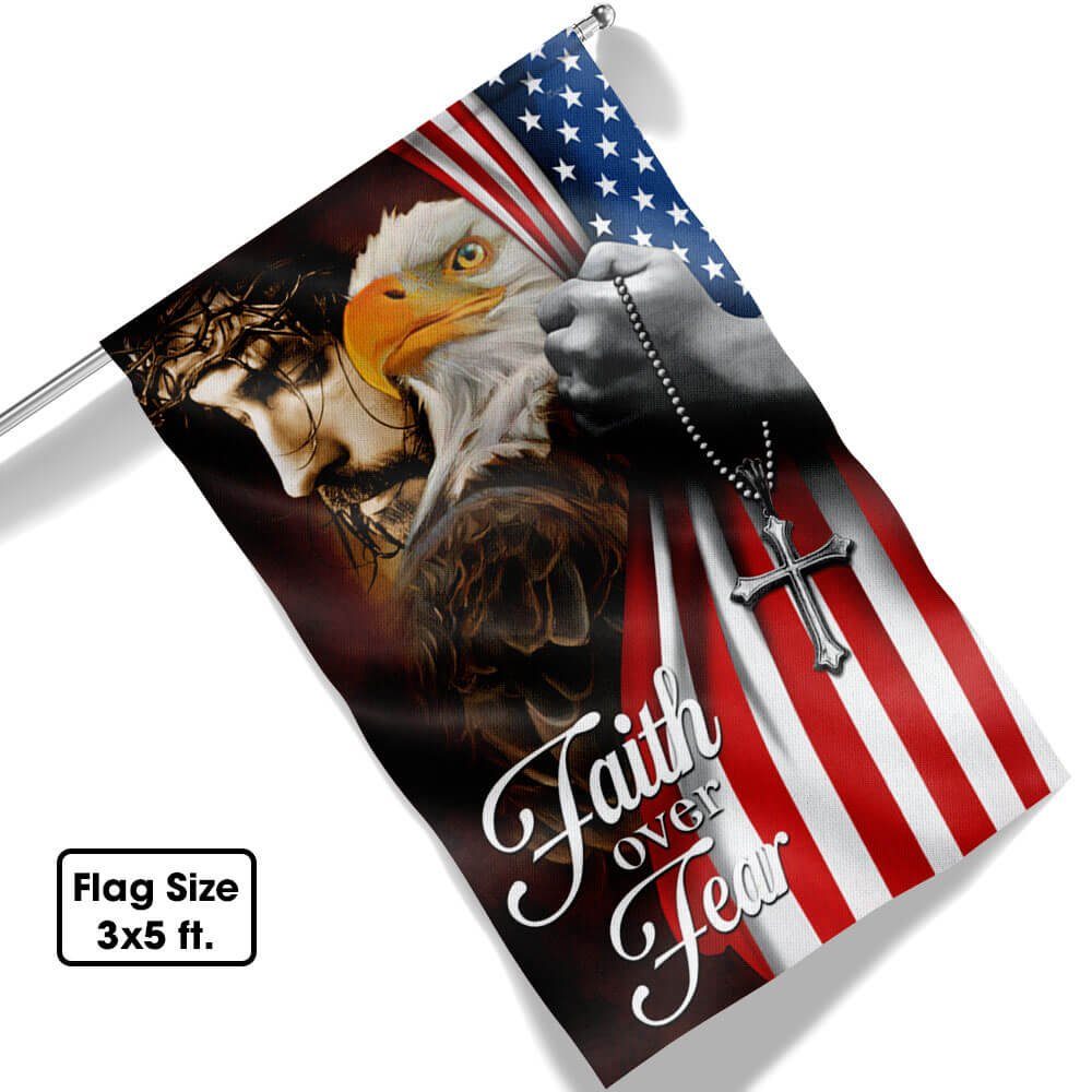 Faith Over Fear, Jesus Christ American Eagle Flag TPT663F - Image 8