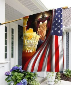 Faith Over Fear. Jesus Under American Flag THB3542F
