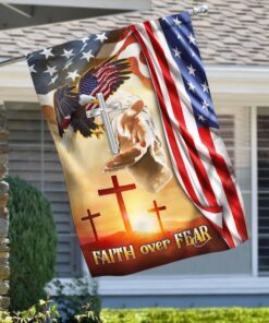 Faith Over Fear Jesus Cross Flag MLH1748F