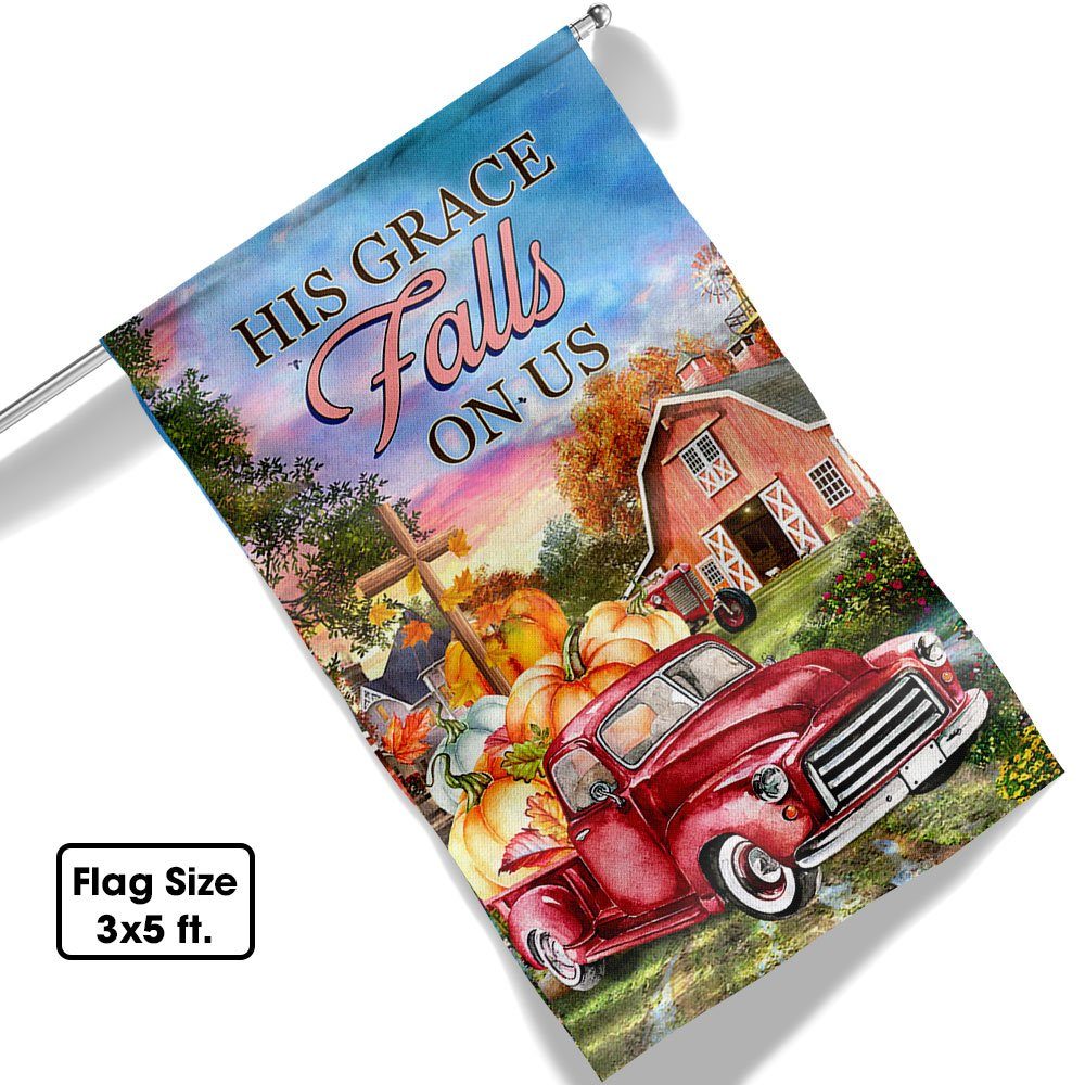 Fall Autumn Harvest Flag His Grace Falls On Us Pumpkins Truck Halloween Thanksgiving Flag MLN506F - Image 6