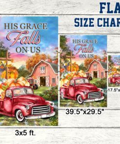 fall autumn harvest flag his grace falls on us pumpkins truck halloween thanksgiving flag mln506f 8288
