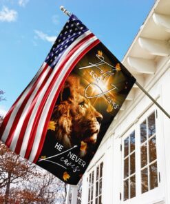 fall for jesus, he never leaves flag 2423