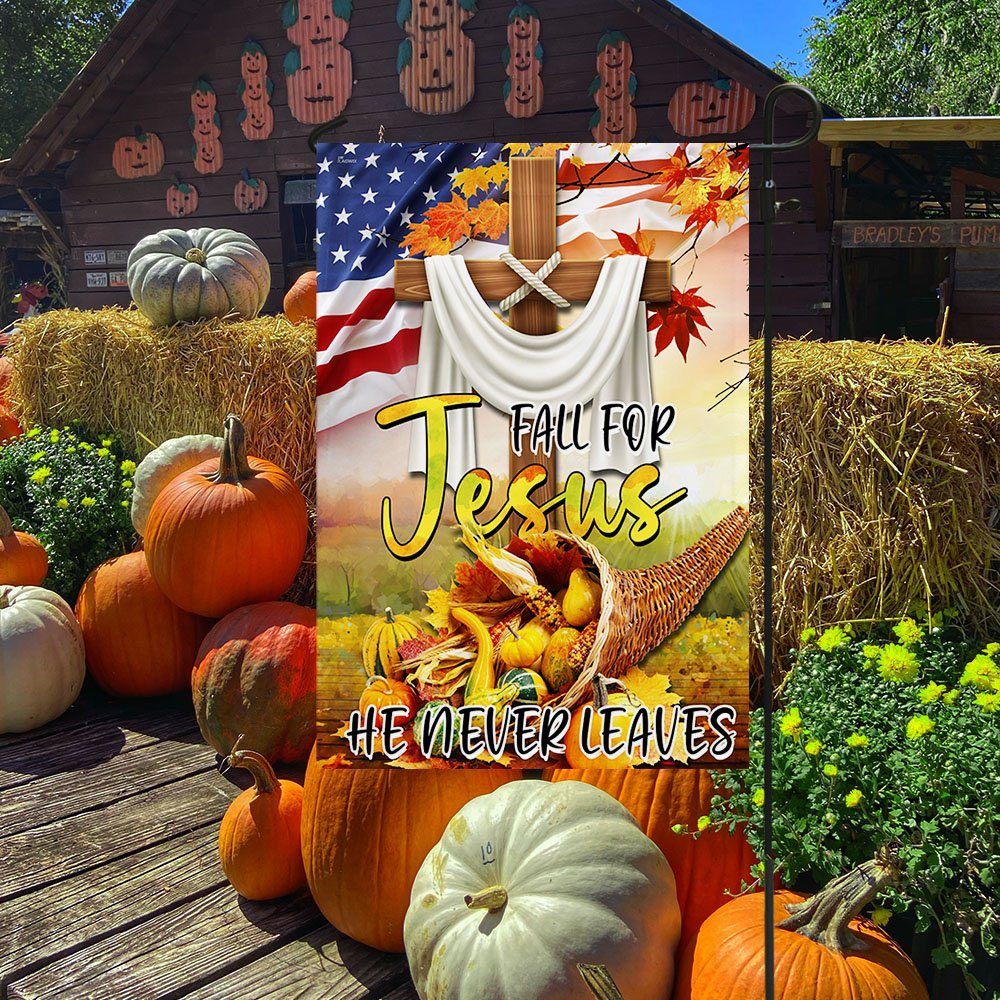 Fall For Jesus He Never Leaves Christian Lover Flag BNN493F - Image 4
