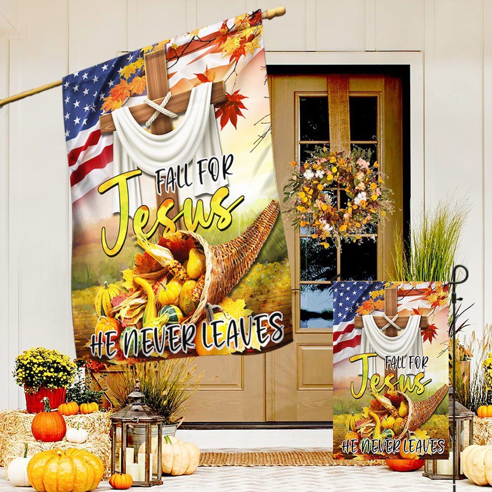 Fall For Jesus He Never Leaves Christian Lover Flag BNN493F - Image 3