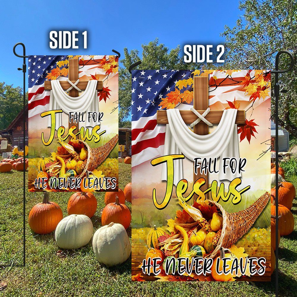 Fall For Jesus He Never Leaves Christian Lover Flag BNN493F - Image 5