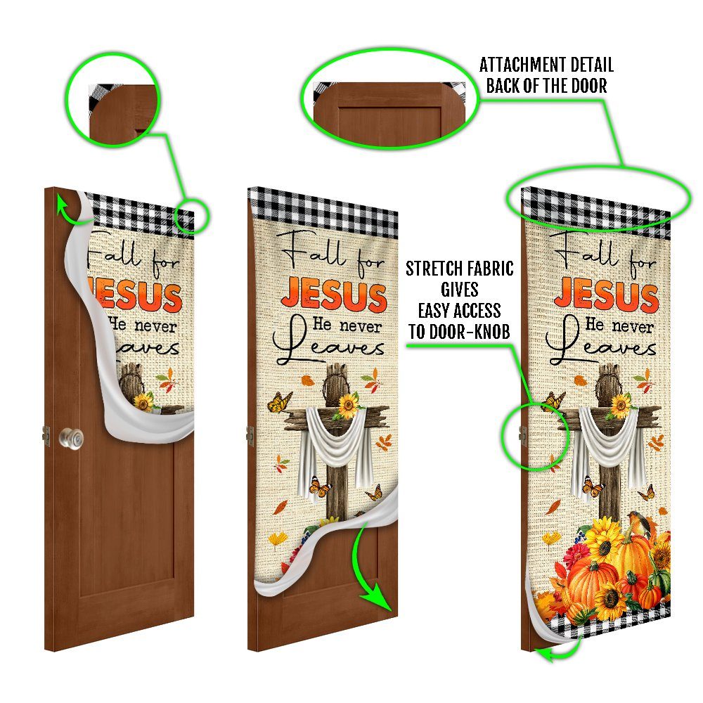 Fall For Jesus He Never Leaves Halloween Thanksgiving Door Cover & Banner Home Decor MLN445DS - Image 4
