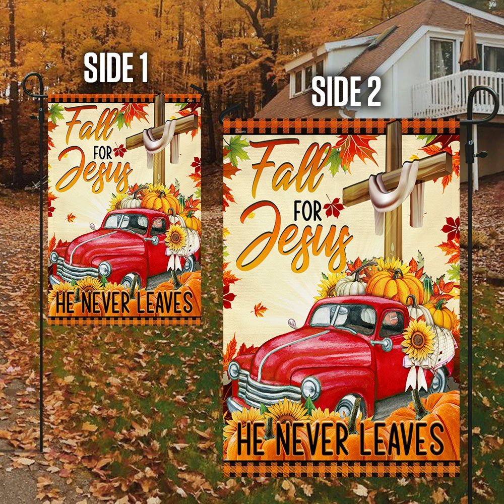 Fall For Jesus He Never Leaves Halloween Thanksgiving Flag TPT325F - Image 5