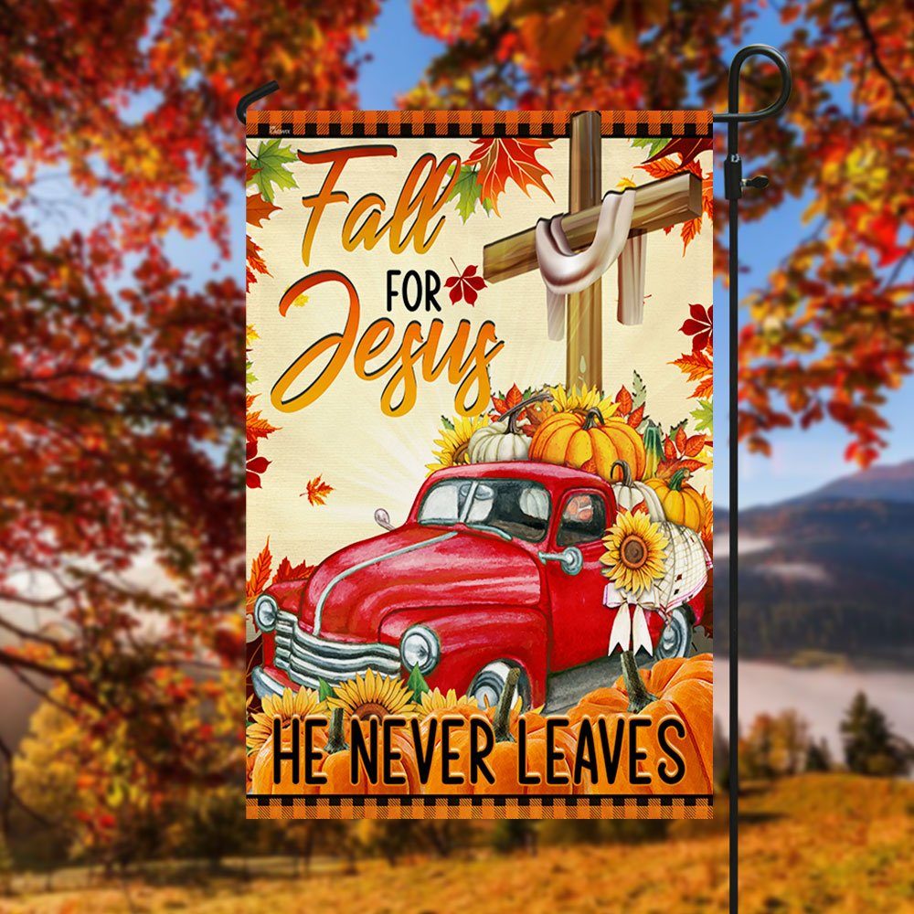 Fall For Jesus He Never Leaves Halloween Thanksgiving Flag TPT325F - Image 4
