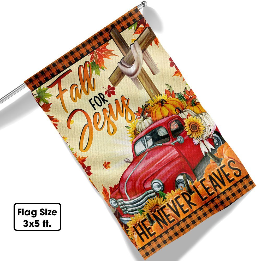 Fall For Jesus He Never Leaves Halloween Thanksgiving Flag TPT325F - Image 6