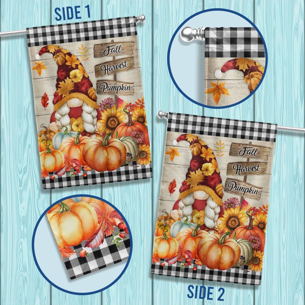 Fall Gnome Flag Fall Harvest Pumpkin Happy Fall Flag MLN578F - Image 2