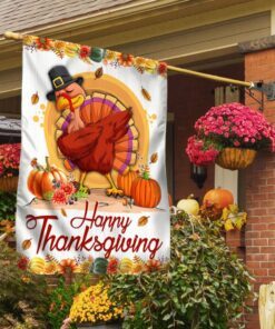 Fall Happy Thanksgiving Flag Happy Turkey LNT534F