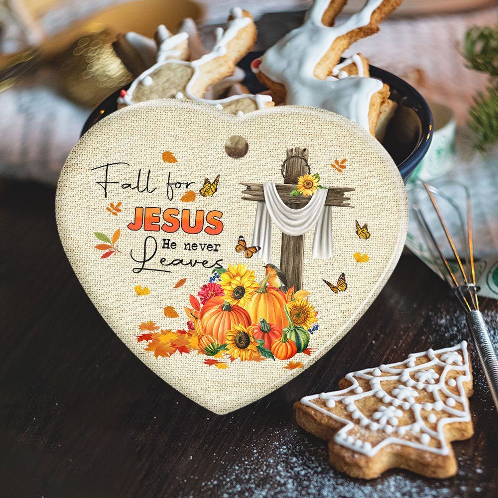 Fall Ornament Fall For Jesus He Never Leaves Thanksgiving Halloween Ceramic Ornament MLN445O - Image 4
