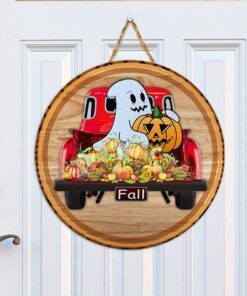 fall round wooden sign happy fall lnt526wd 4057