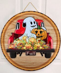 Fall Round Wooden Sign Happy Fall LNT526WD