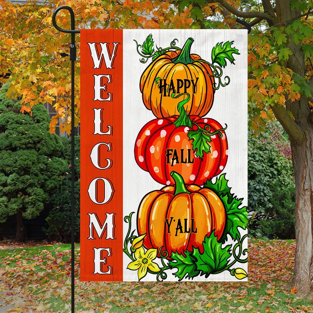 Fall Thanksgiving Pumpkins Welcome Fall Happy Fall Y'all Flag MLN502F - Image 3