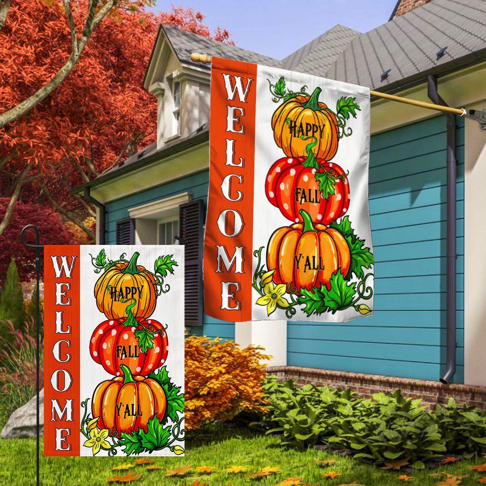 Fall Thanksgiving Pumpkins Welcome Fall Happy Fall Y'all Flag MLN502F - Image 4