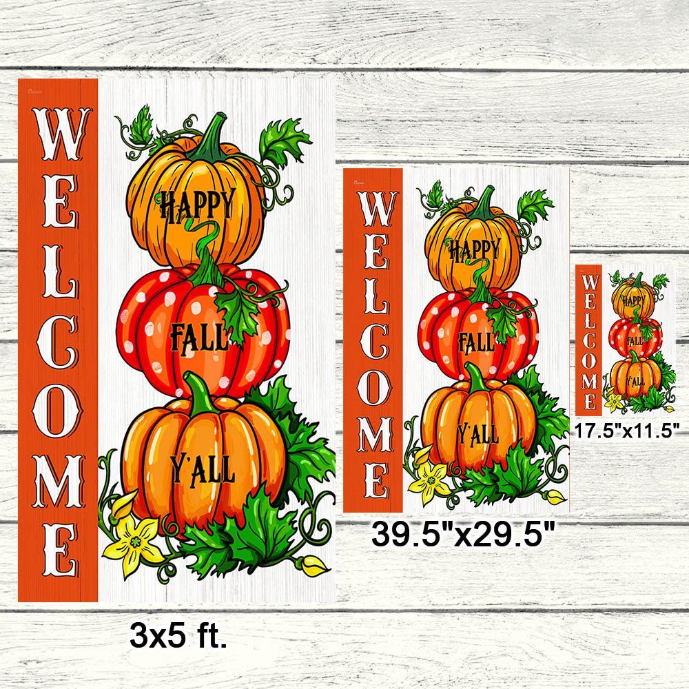 Fall Thanksgiving Pumpkins Welcome Fall Happy Fall Y'all Flag MLN502F - Image 7