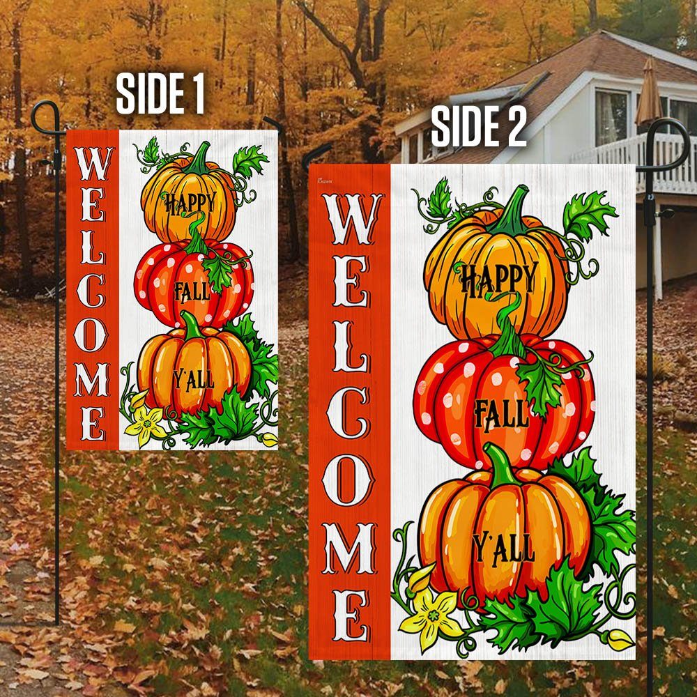 Fall Thanksgiving Pumpkins Welcome Fall Happy Fall Y'all Flag MLN502F - Image 5