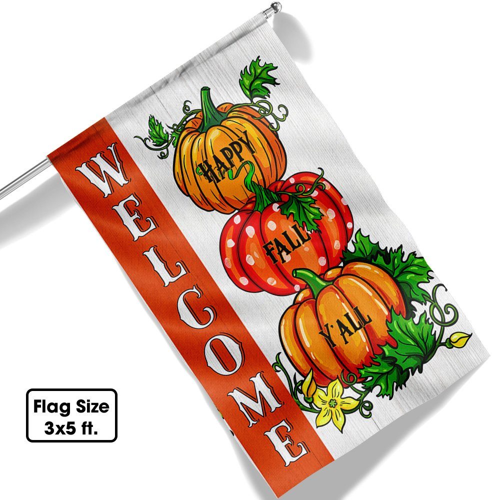 Fall Thanksgiving Pumpkins Welcome Fall Happy Fall Y'all Flag MLN502F - Image 6