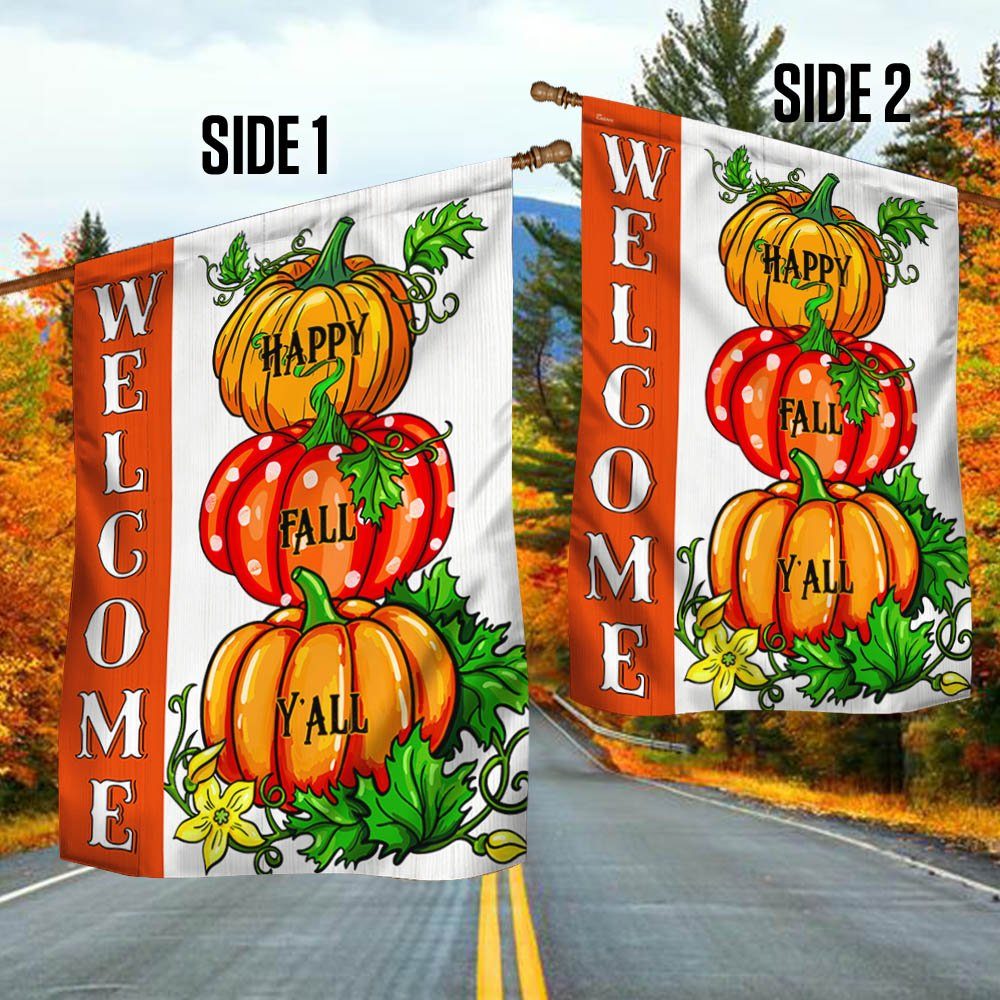 Fall Thanksgiving Pumpkins Welcome Fall Happy Fall Y'all Flag MLN502F - Image 2