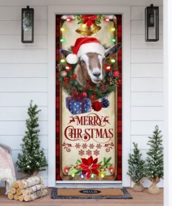 Farm Cattle Goat Merry Christmas Door Cover
