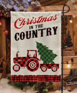 Farm Tractor Flag Christmas In The Country LNT694F