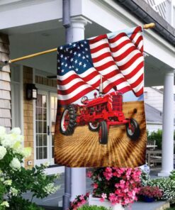 Farmer Tractor American US Flag