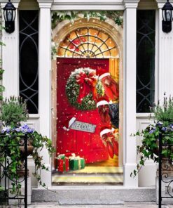 farmhouse chicken christmas door cover 2034
