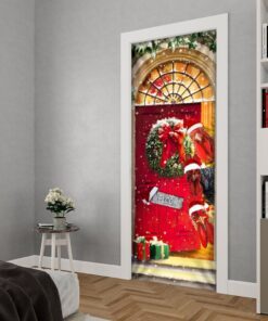 farmhouse chicken christmas door cover 2959
