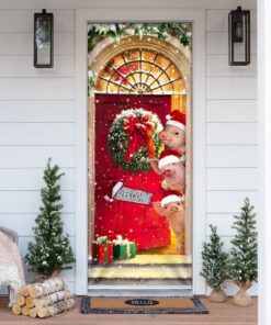 Farmhouse Pig Christmas Door Cover