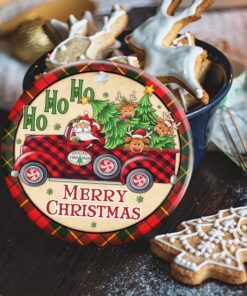 farmhouse truck circle ceramic ornament mlh1976o 3409