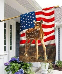 Fawn Deer American Flag QNN591Fv1