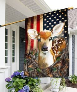 Fawn Deer Patriotism American Flag QNN591F