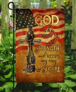 firefighter it is god who arms me with strength and keeps my way secure flag 1630