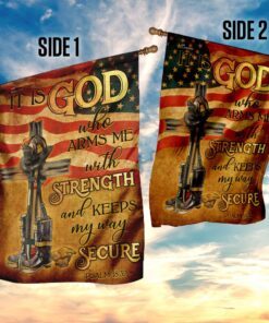firefighter it is god who arms me with strength and keeps my way secure flag 3011