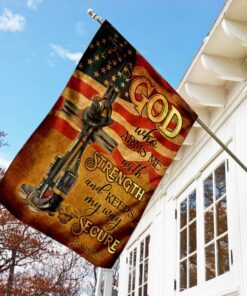 firefighter it is god who arms me with strength and keeps my way secure flag 7152