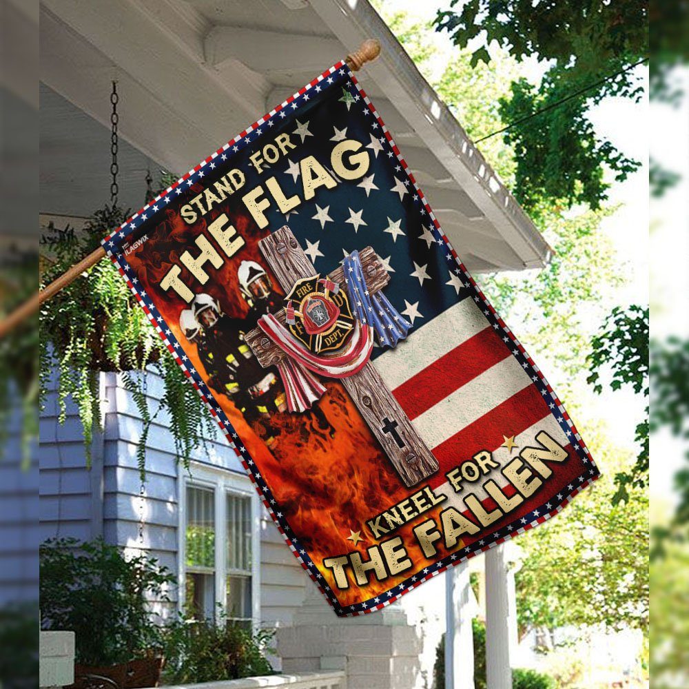 Firefighter - Stand For The Flag Kneel For The Fallen Flag - Image 3