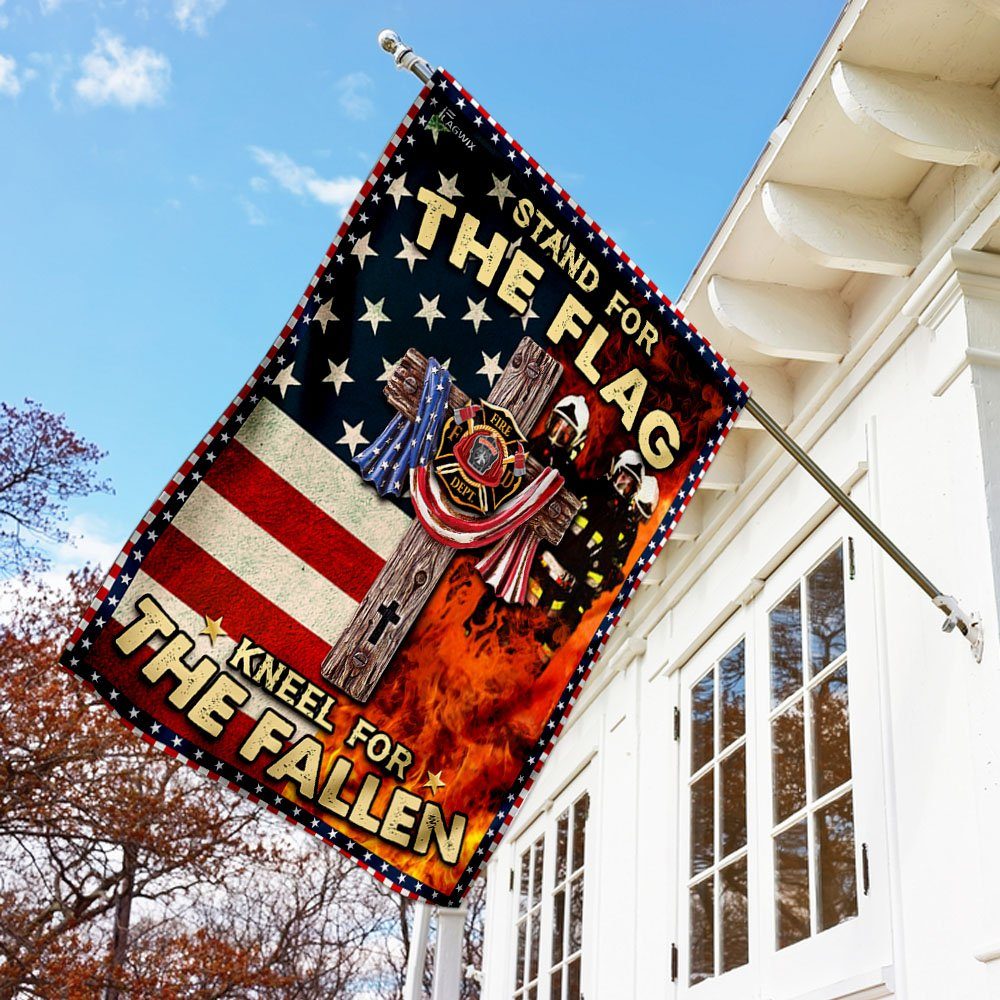 Firefighter - Stand For The Flag Kneel For The Fallen Flag - Image 2