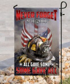 firefighter 343. never forget 9 11 2001 flag 1105