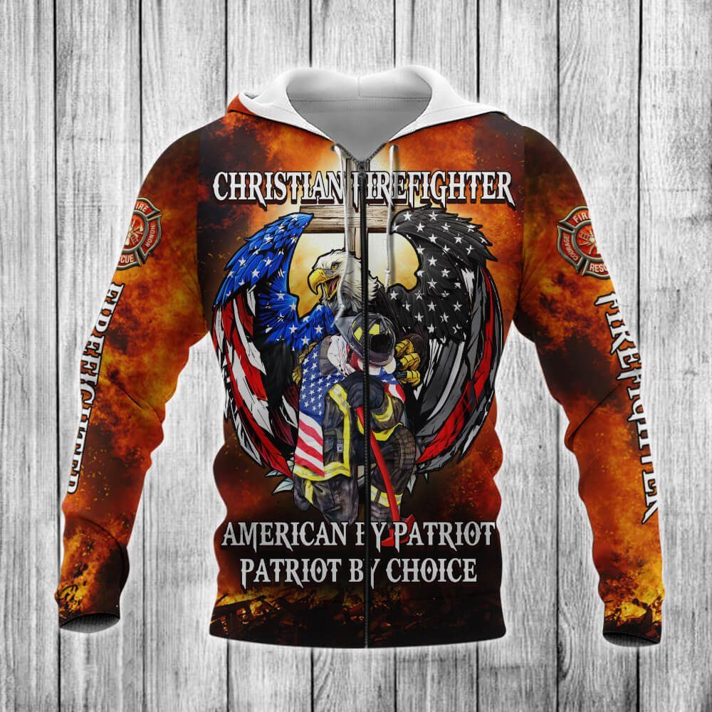 Firefighter 3D Zip Hoodie Back The Red Line Love LNT60ZH - Image 2