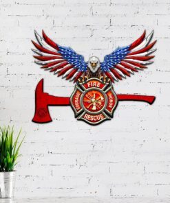 Firefighter American Eagle Metal Sign THH3512MS