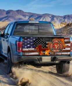 firefighter american truck tailgate decal sticker wrap 4545