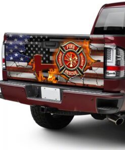 firefighter american truck tailgate decal sticker wrap 6364