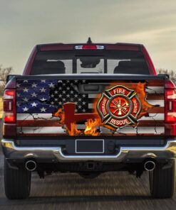 Firefighter American Truck Tailgate Decal Sticker Wrap