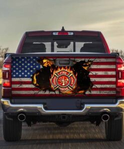 Firefighter American Truck Tailgate Decal Sticker Wrap