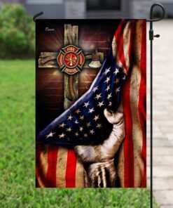firefighter christian cross flag 6172