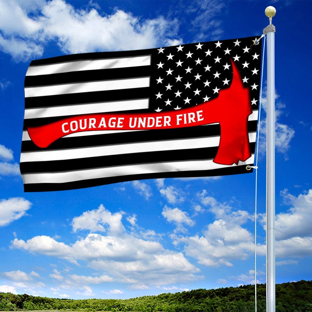 Firefighter Flag Courage Under Fire Firefighter American Grommet Flag QTR153GF - Image 2