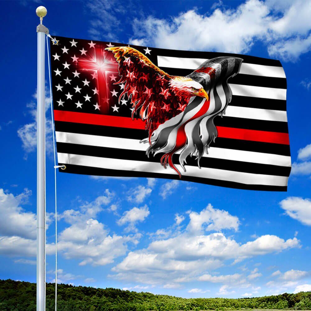 Firefighter Flag The Thin Red Line American Eagle Flag THB3482GFv2 - Image 2