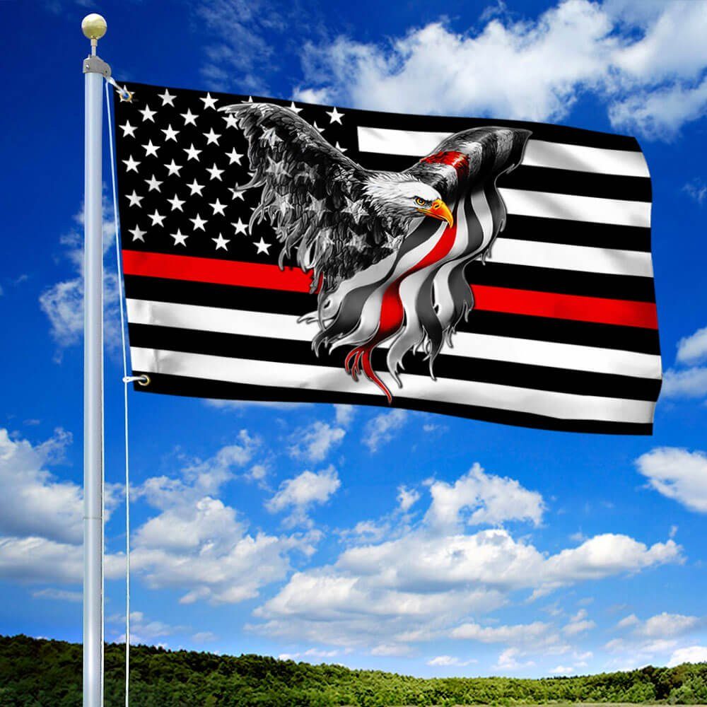 Firefighter Flag The Thin Red Line American Eagle Grommet Flag THB3482GF - Image 2